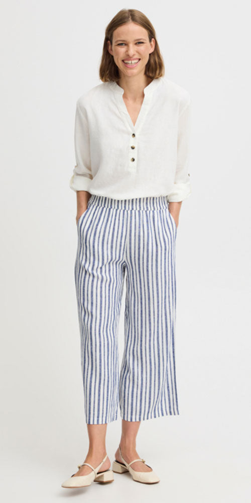 B.Young Linen Blend Pants, blue stripe