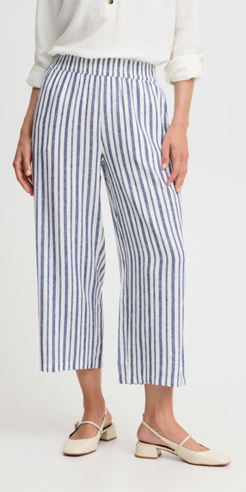 B.Young Linen Blend Pants, blue stripe
