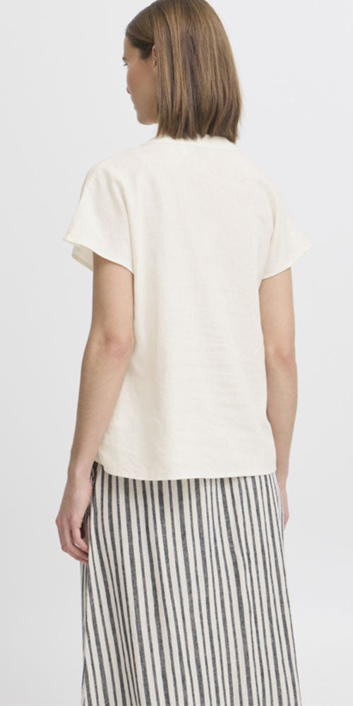B.Young Linen Blend Tunic Blouse