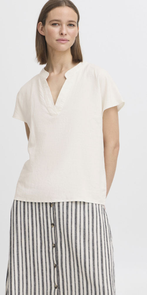 B.Young Linen Blend Tunic Blouse