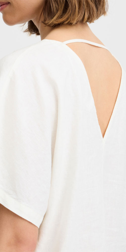 B.Young Linen Blend V-Blouse, off-white