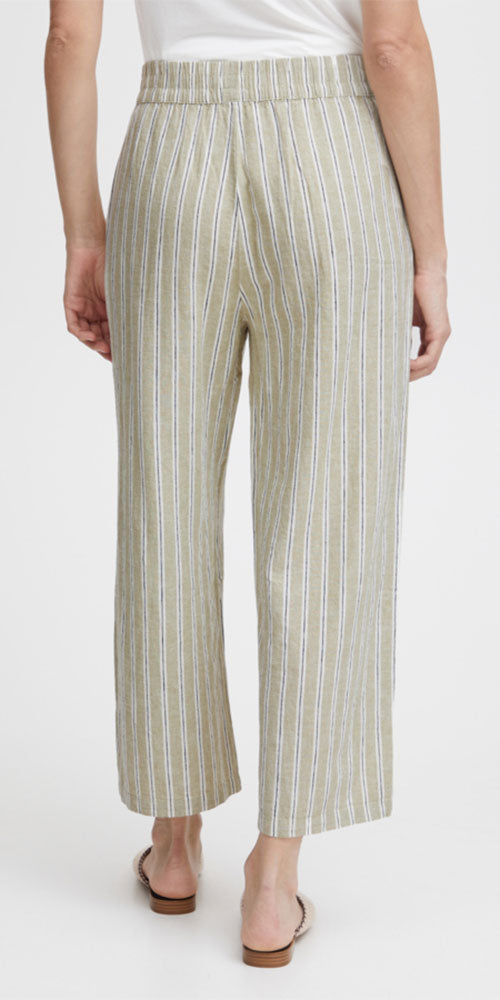 B.Young Linen Blend Cropped Pants, neutral stripe