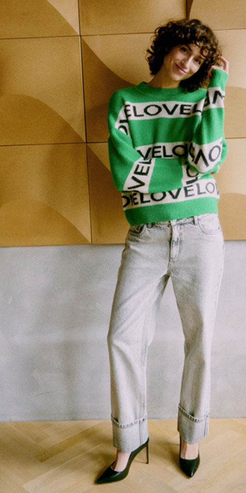 B.Young Love Stripe Sweater, green