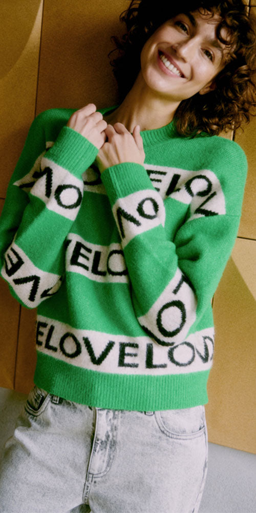 B.Young Love Stripe Sweater, green
