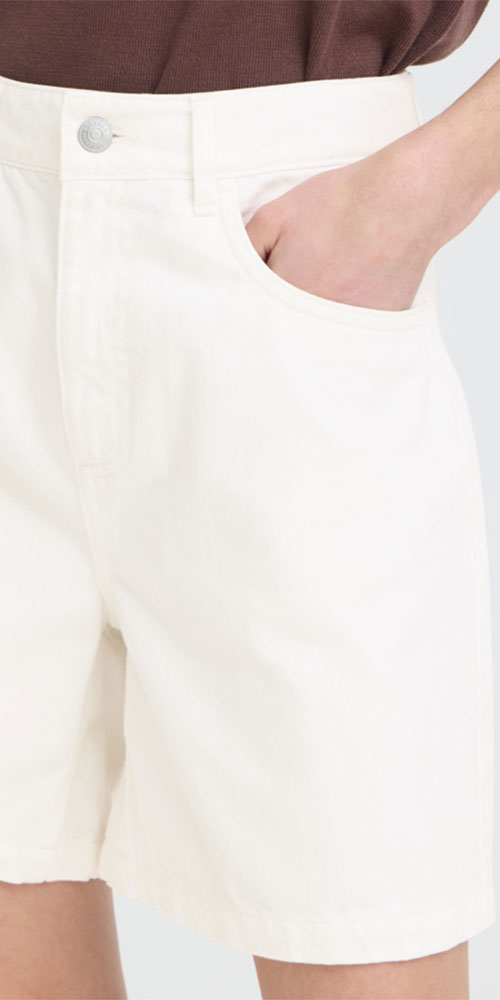B.Young Mid Thigh Denim Shorts, white
