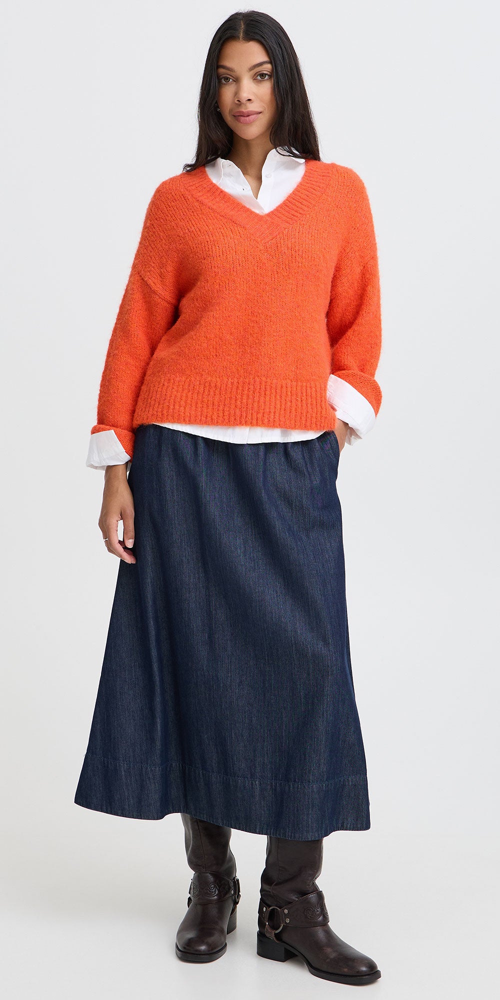 B.Young Miller V-neck Sweater, pumpkin