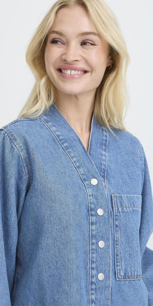 B.Young Minimalist Denim Shacket