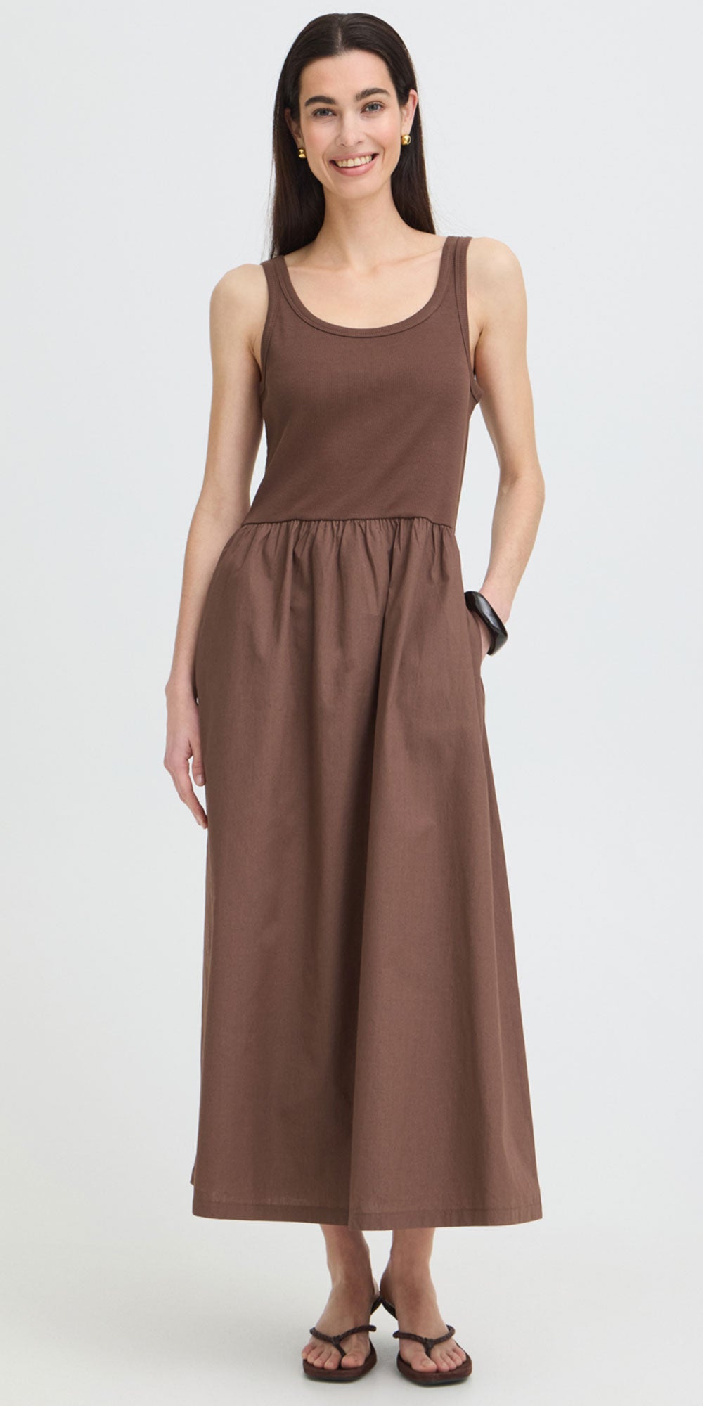 B.Young Mixed Media Dress, french roast