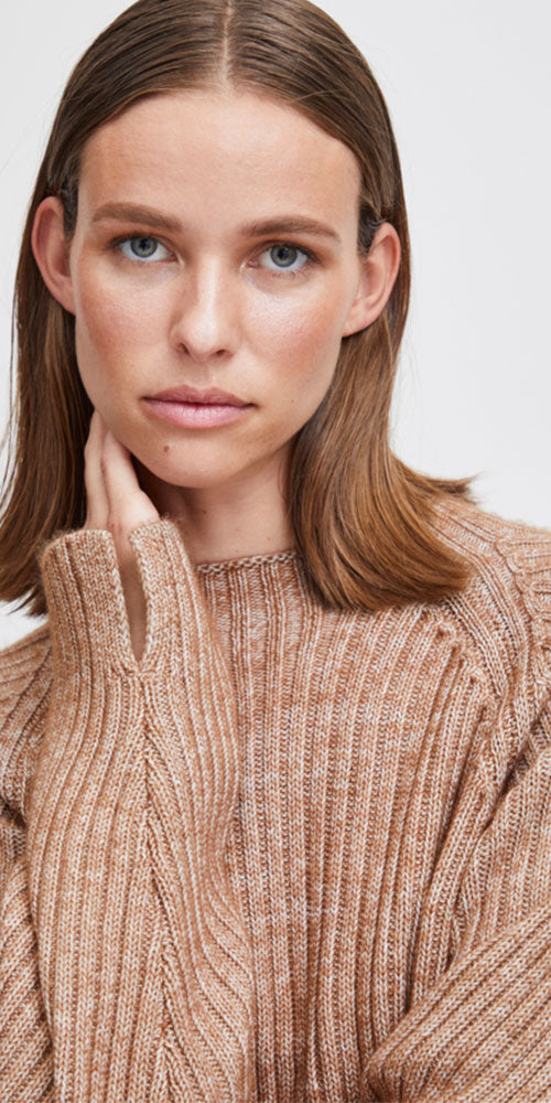 B.Young Neutral Ribbed Pullover