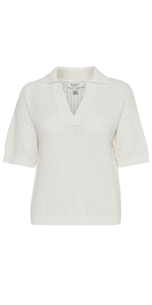 B.Young Open Knit Polo Jumper