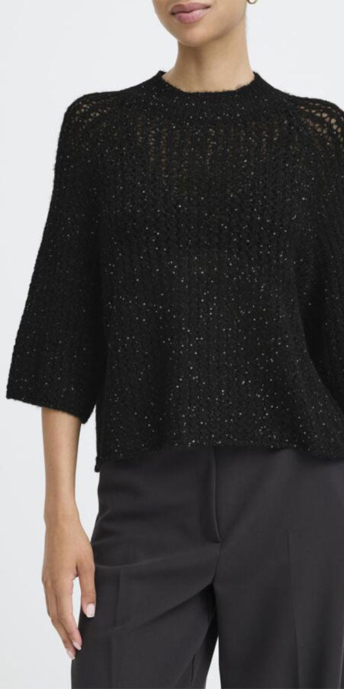 B.Young Open Knit Sparkle Sweater