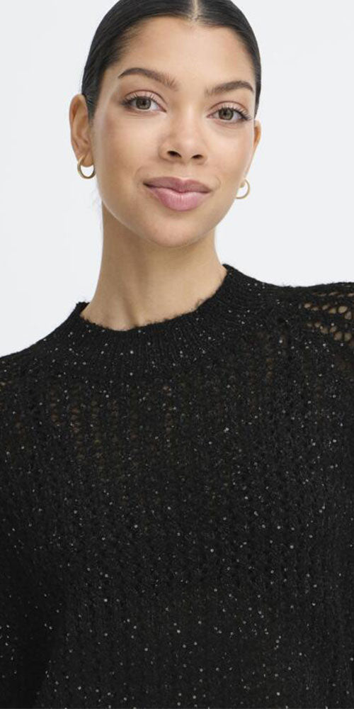 B.Young Open Knit Sparkle Sweater