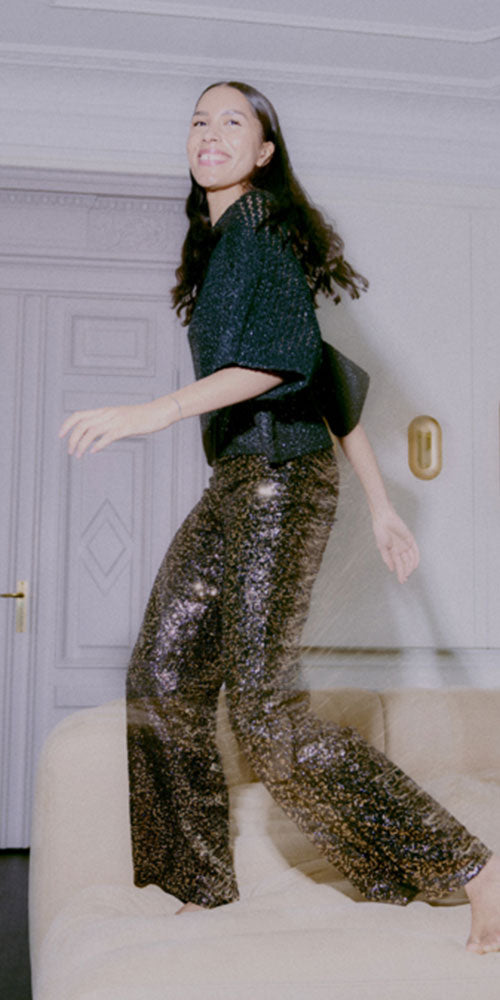 B.Young Open Knit Sparkle Sweater