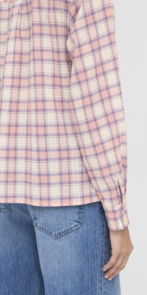 B.Young Plaid Button Up Shirt, pink/lilac