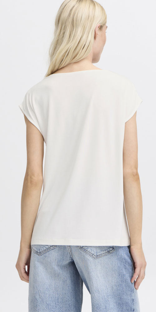 B.Young Pleat Neck Top, off-white