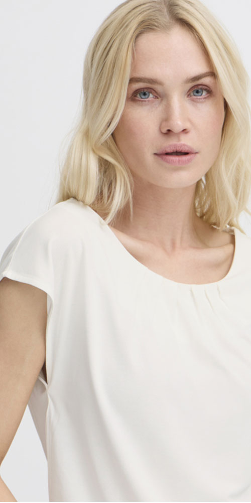 B.Young Pleat Neck Top, off-white