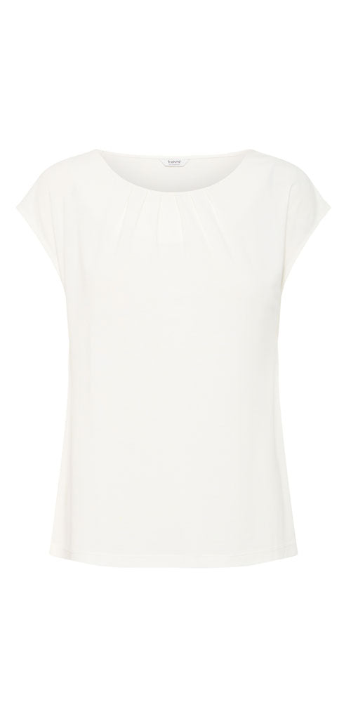 B.Young Pleat Neck Top, off-white