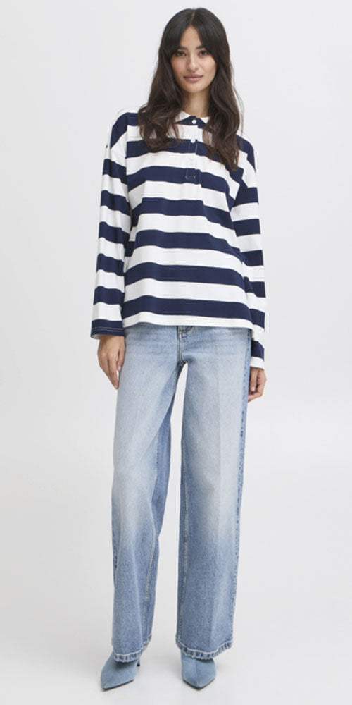 B.Young Polo Rugby Pullover, navy/white
