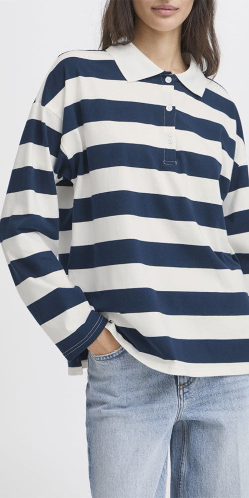 B.Young Polo Rugby Pullover, navy/white