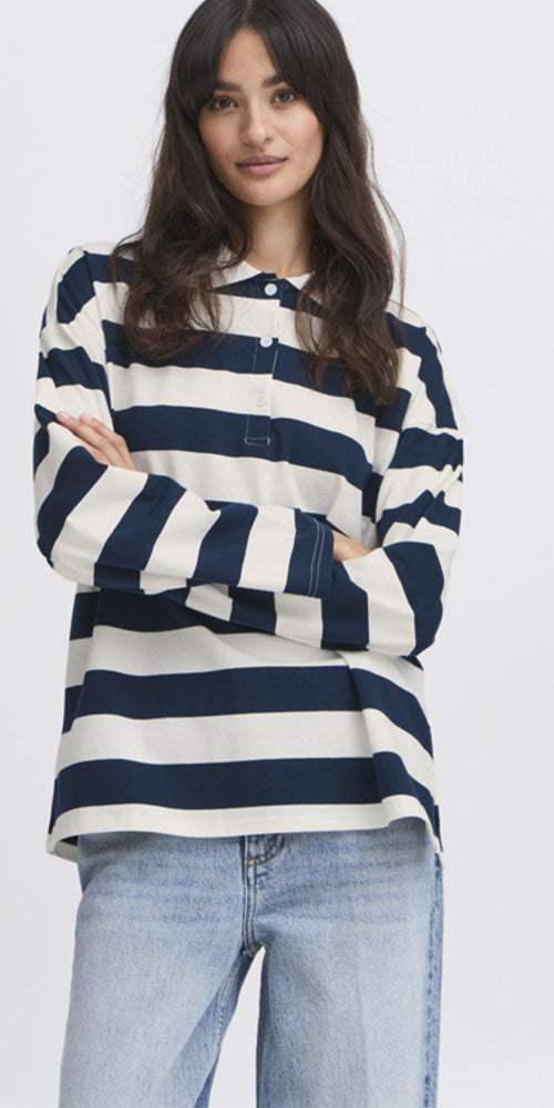 B.Young Polo Rugby Pullover, navy/white