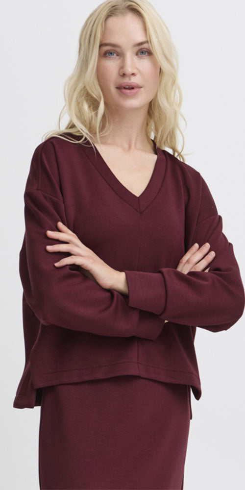 B.Young Pusti V-neck, burgundy