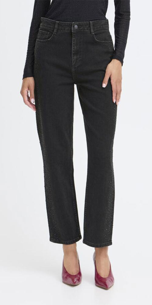 B.Young Rhinestone Jeans, black