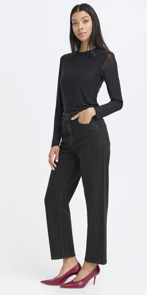 B.Young Rhinestone Jeans, black