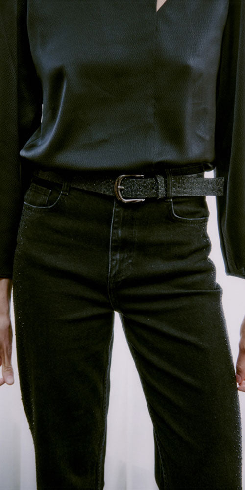 B.Young Rhinestone Jeans, black