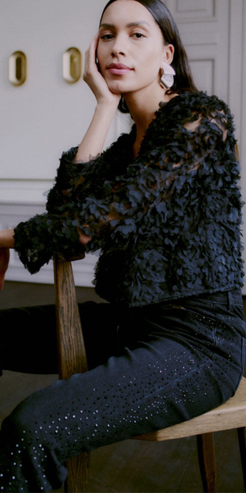 B.Young Rhinestone Jeans, black