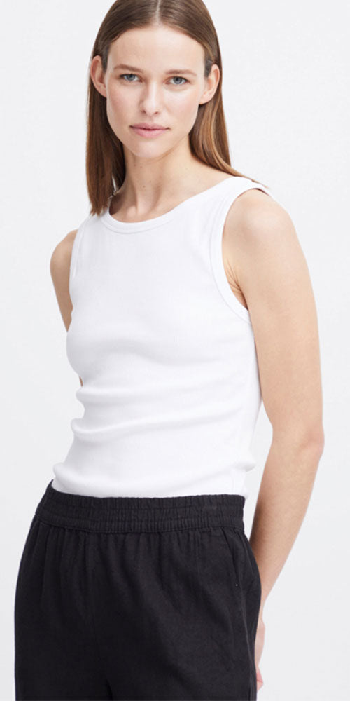 B.Young Ribbed Tank, white