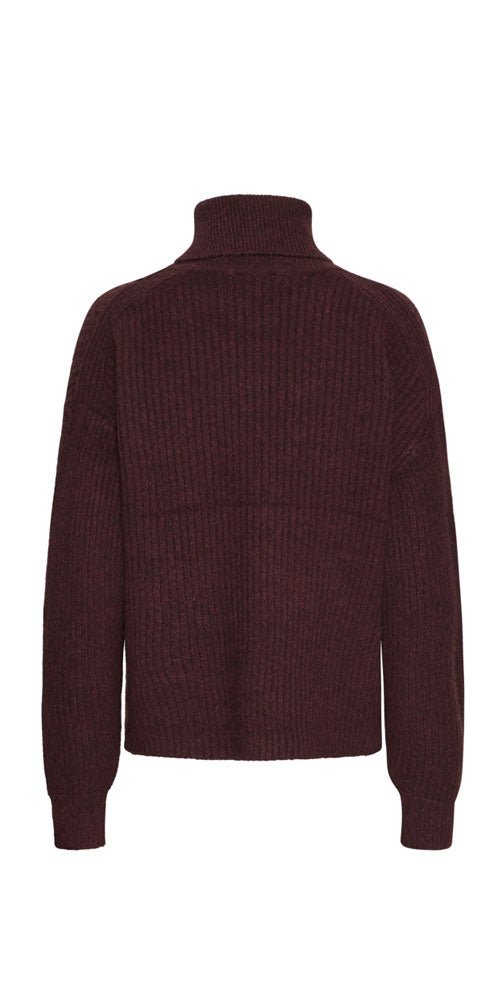 B.Young Ribbed Turtleneck Sweater, burgundy