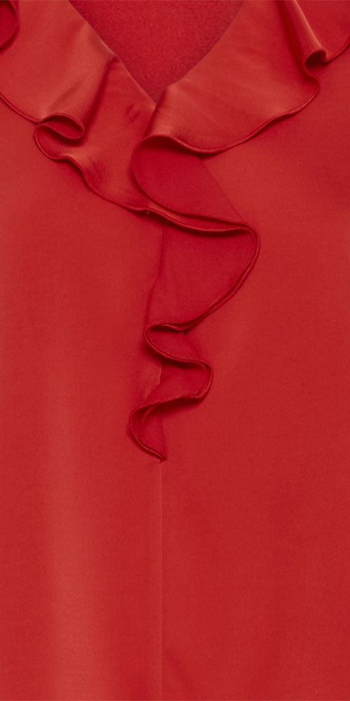 B.Young Satin Ruffle Blouse, red