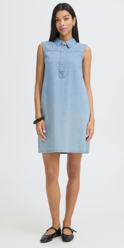 B.Young Sleeveless Denim Shift Dress