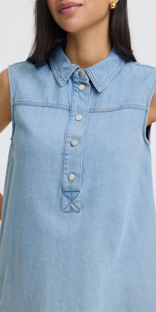 B.Young Sleeveless Denim Shift Dress