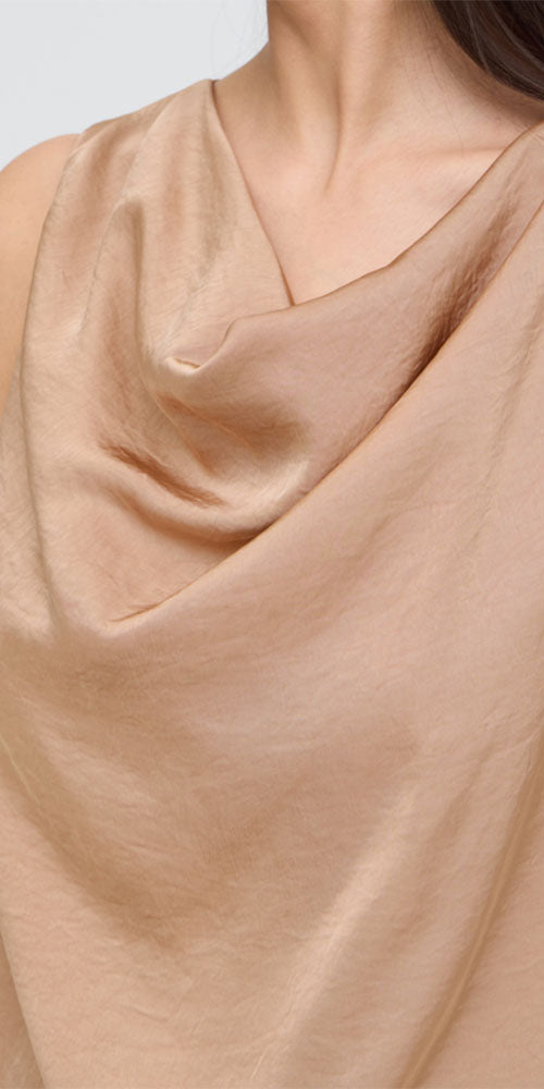B.Young Satin Drape Neck Top