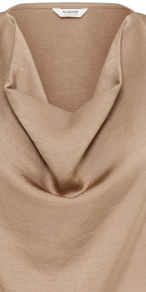 B.Young Satin Drape Neck Top