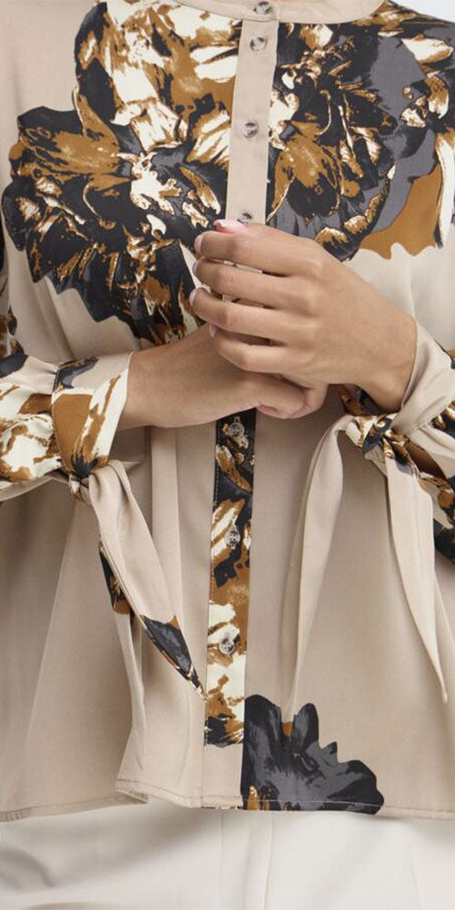 B.Young Satin Floral Blouse
