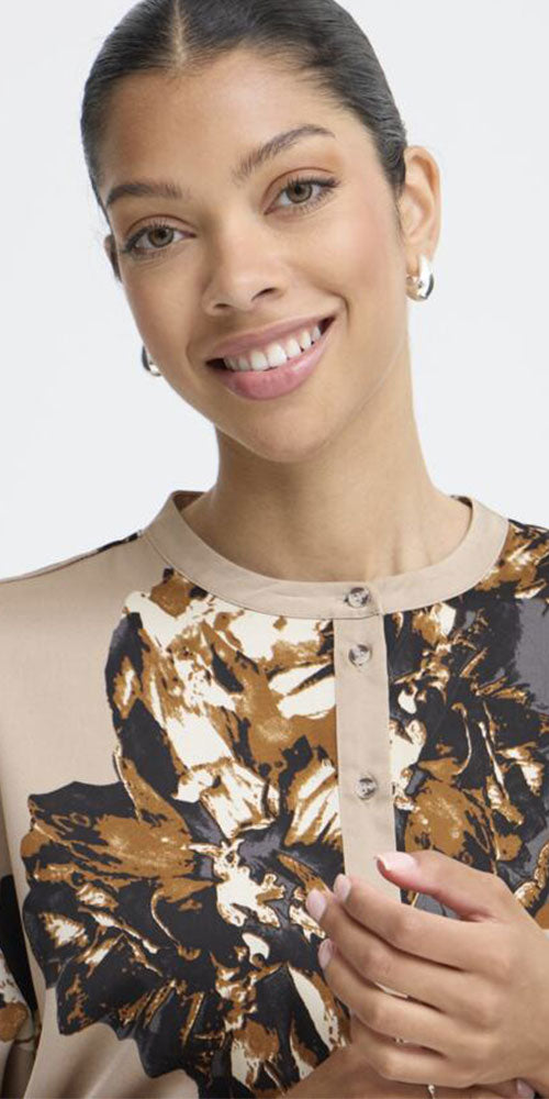 B.Young Satin Floral Blouse