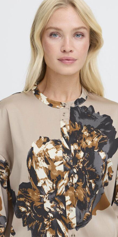 B.Young Satin Floral Blouse