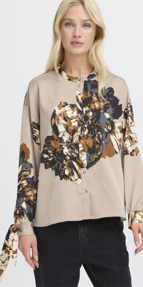 B.Young Satin Floral Blouse