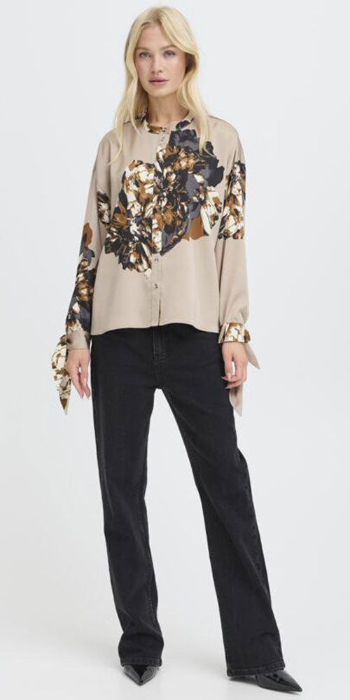 B.Young Satin Floral Blouse