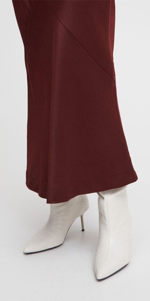 B.Young Satin Maxi Skirt, bordeaux