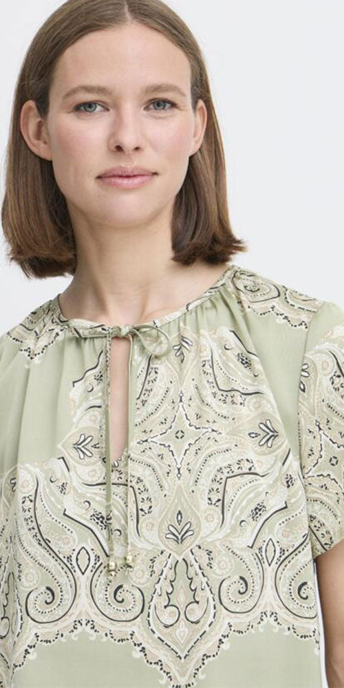 B.Young Satin Blouse, silver sage