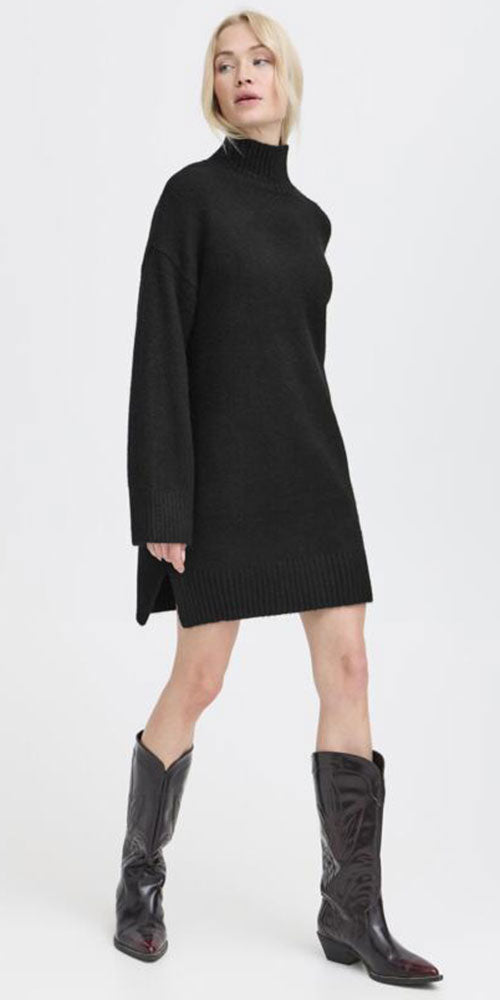 B.Young Relaxed Short Sweater Dress, black
