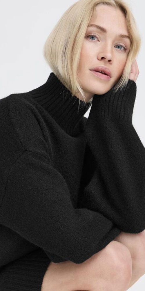 B.Young Relaxed Short Sweater Dress, black