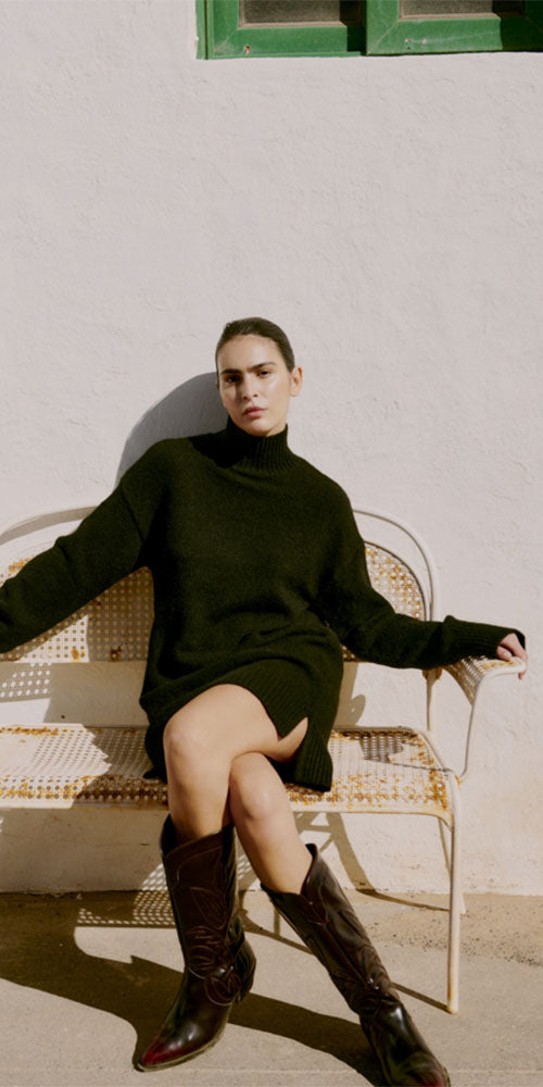 B.Young Relaxed Short Sweater Dress, black