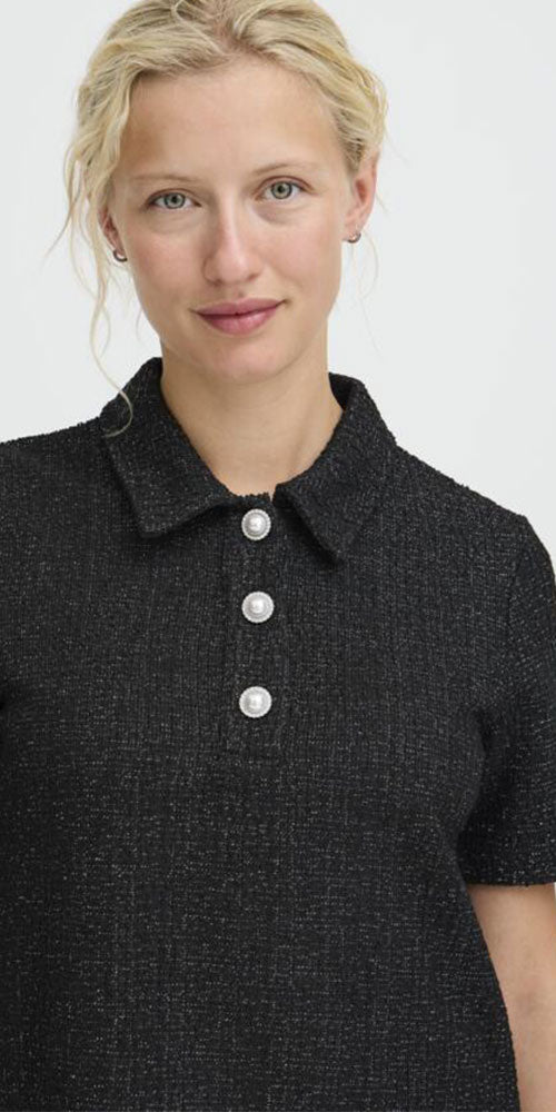 B.Young Sparkle Knit Polo Dress