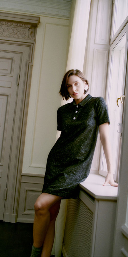 B.Young Sparkle Knit Polo Dress