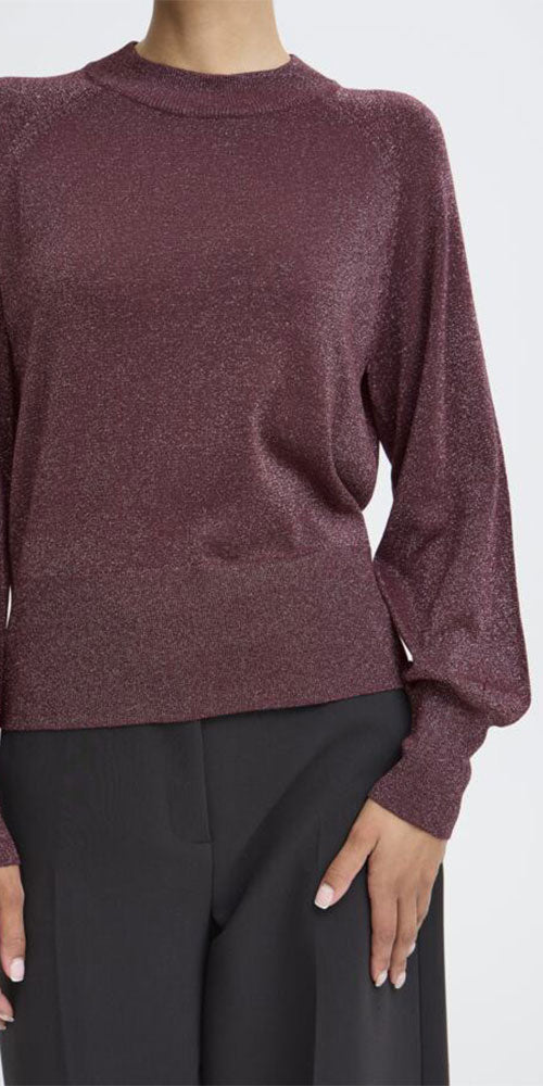 B.Young Sparkle Knit Pullover, plum
