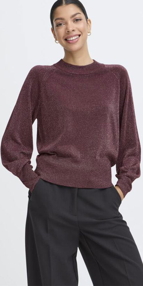 B.Young Sparkle Knit Pullover, plum